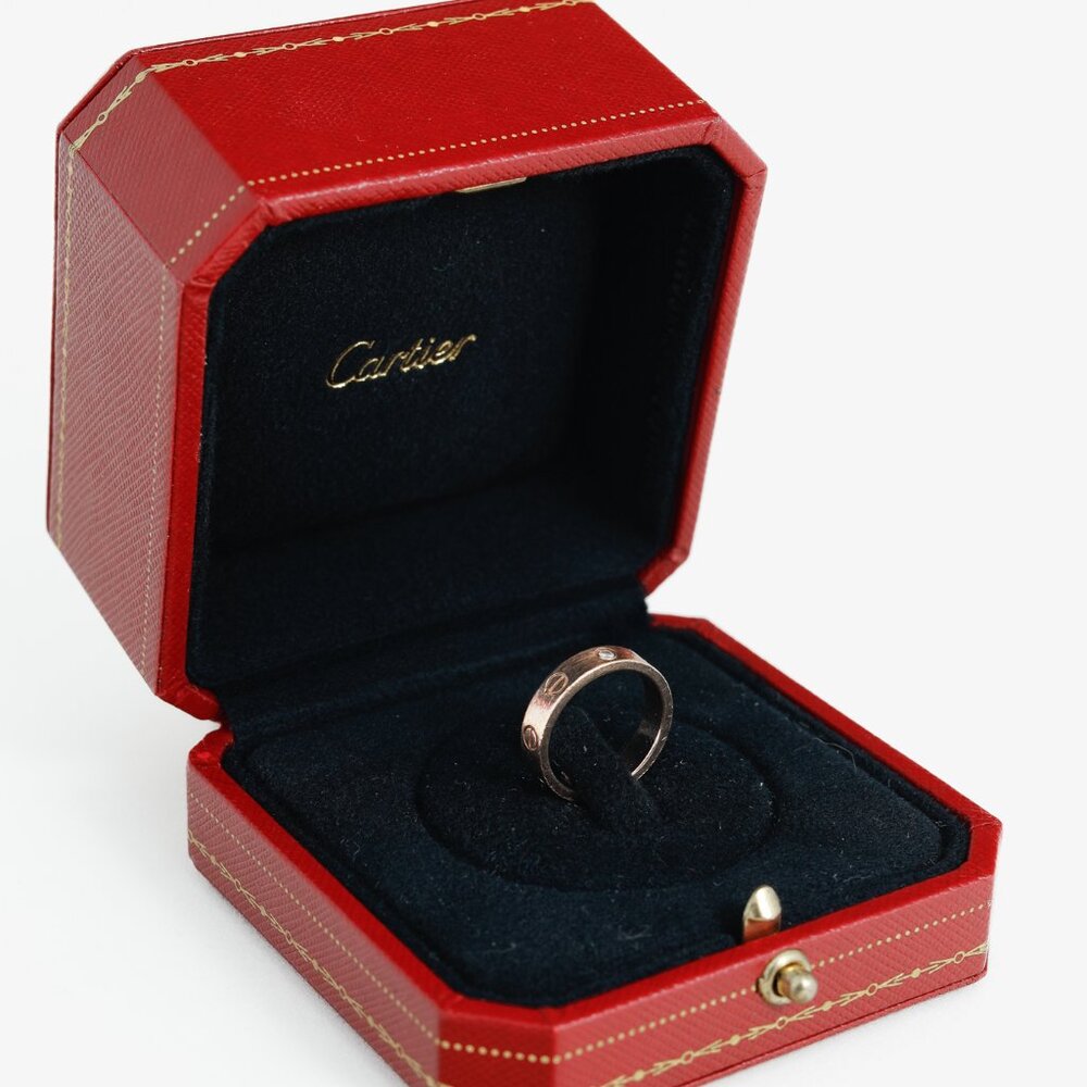 Cartier Love 18k Rose Gold Diamond Pave Ring